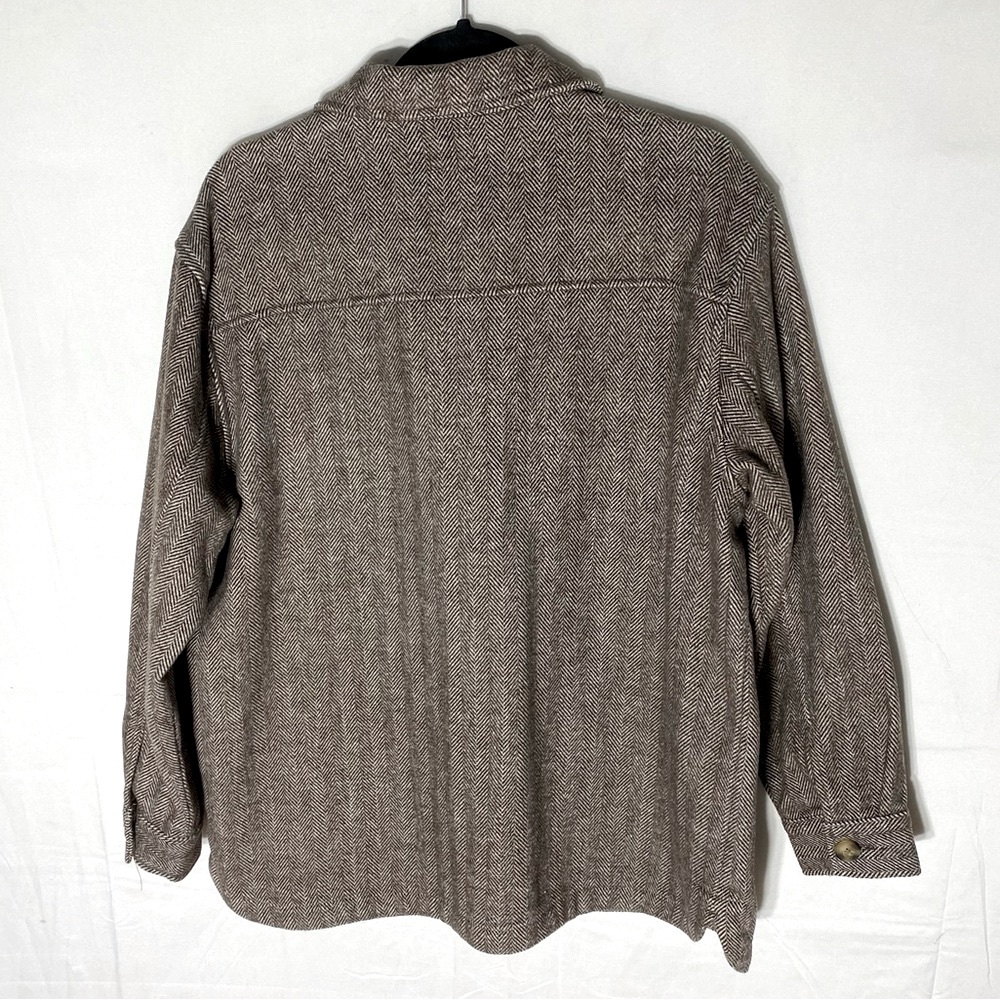 Denver Hayes Brown Herringbone Button Up Shirt Jacket Shacket L - Picture 2 of 15
